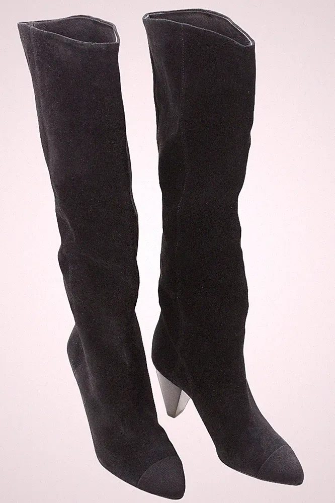 SANDRO Dani Shoes Women's EU 36 / UK 3.5 Suede Leather Knee High Boots Black