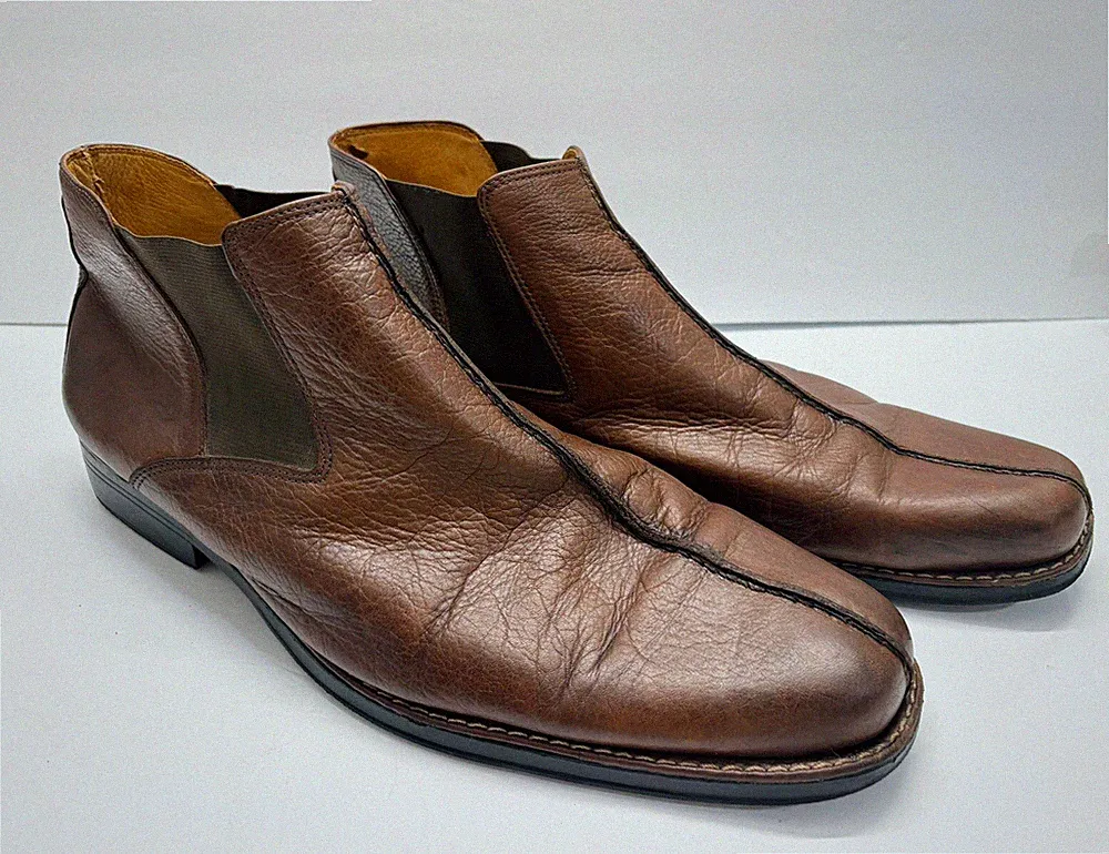 Sandro Moscoloni Chelsea Men's 16D Brown Leather Ankle Boots Shoes Slip on