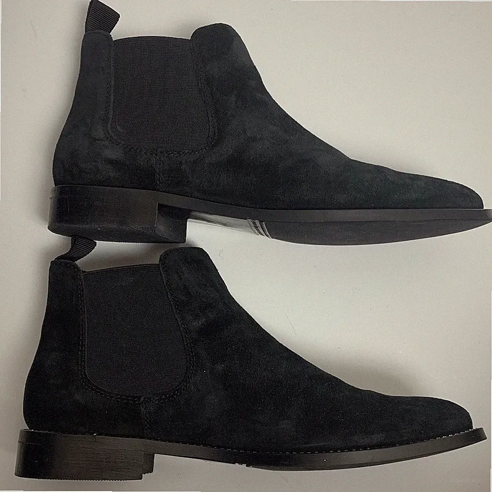 Scarpa d'Oro Black Suede Chelsea Boots With Rhinestones Size 39EU
