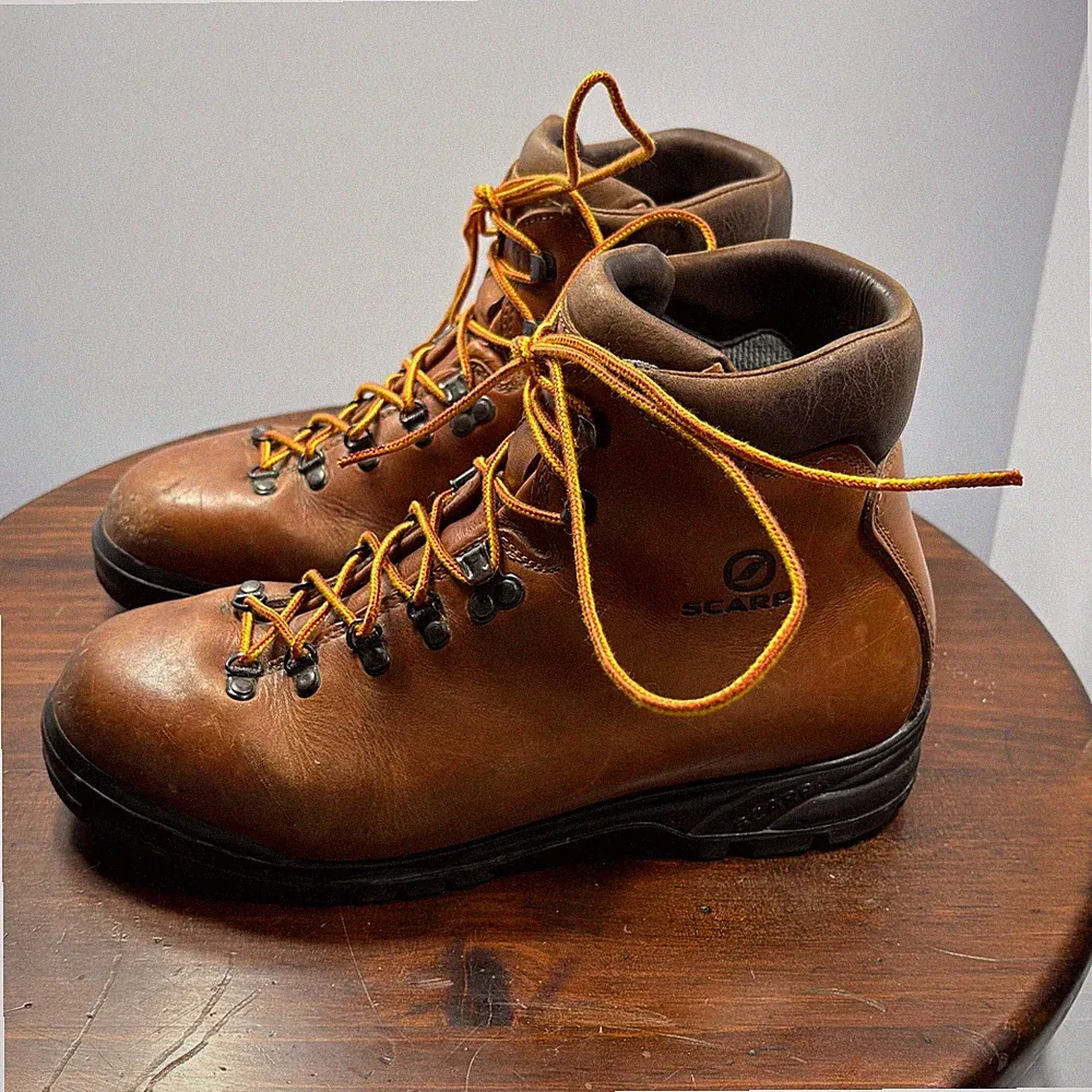 SCARPA TRIONIC Italy Vintage Hiking Backpacking All Leather Boots Men Size US 11