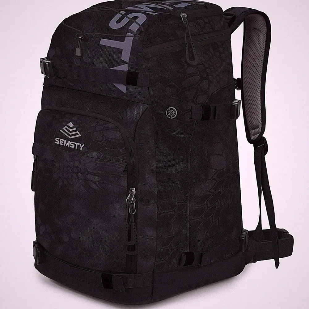 SEMSTY Ski Boot Bag, 55L Waterproof Ski and Snowboard Boots Travel Backpack for