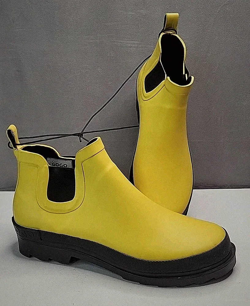 Shed Rain Gogo Chelsea Rain Boots Wellington Size 9 Yellow Black GGRB108 - NEW!