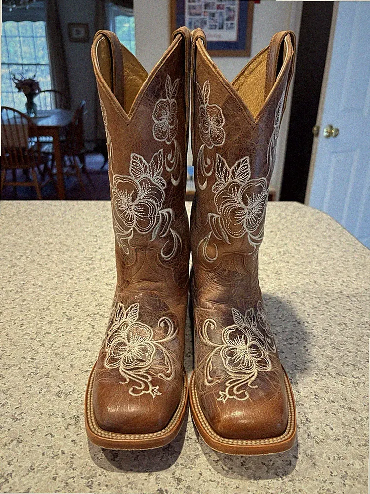 Shyanne Brown Embroidered Western Boots BBSHYSP20L4 Size 7.5 Wide Calf