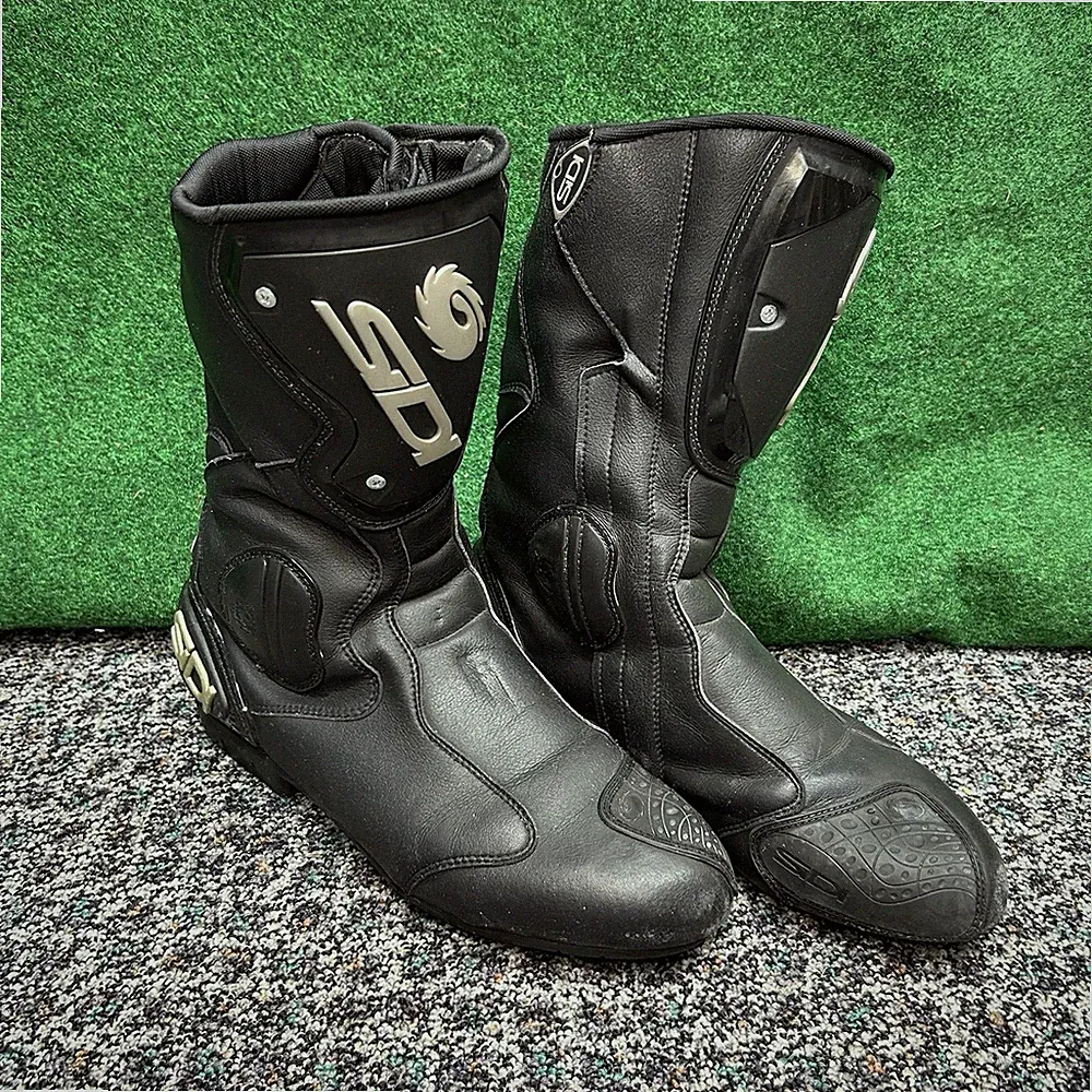 SIDI BLACK Leather RAIN EVO Motorcycle Street Riding Boots Men's US 12.5 EUR 47
