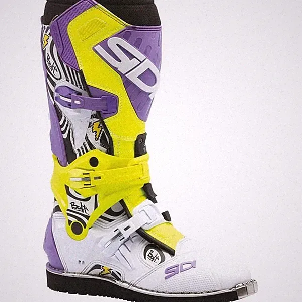 Sidi Crossair HD Billy Bolt Enduro Motorcycle Boots | White/Flo Yellow/Purple