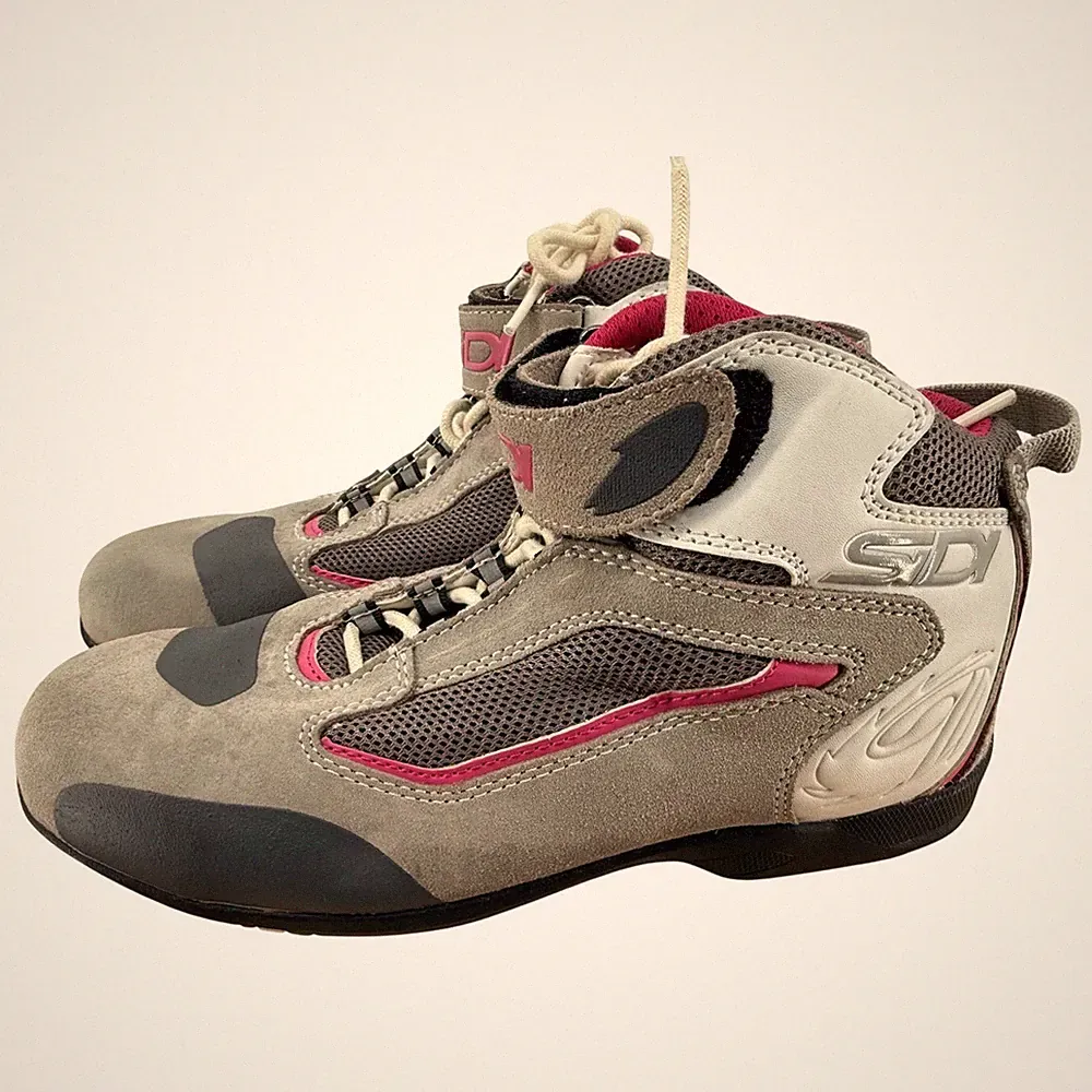 Sidi Gas Lei Women's Motorcycle Riding Shoes Boots Gray Pink EUR39/US6