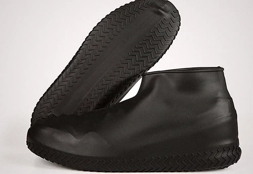 Silicone Waterproof Shoe Covers Rain Socks, Reusable F Size: LargeColor: Black