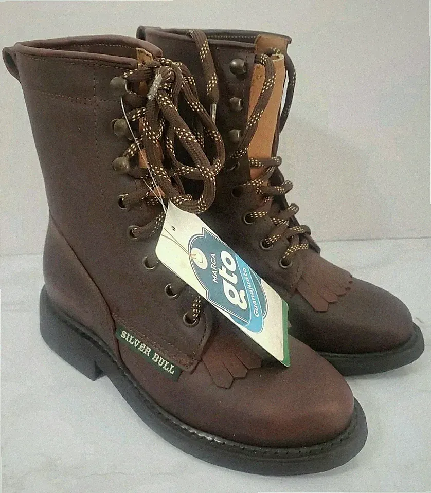 Silver Bull Brown Leather Work Boots Size M 3.5 W 5.5