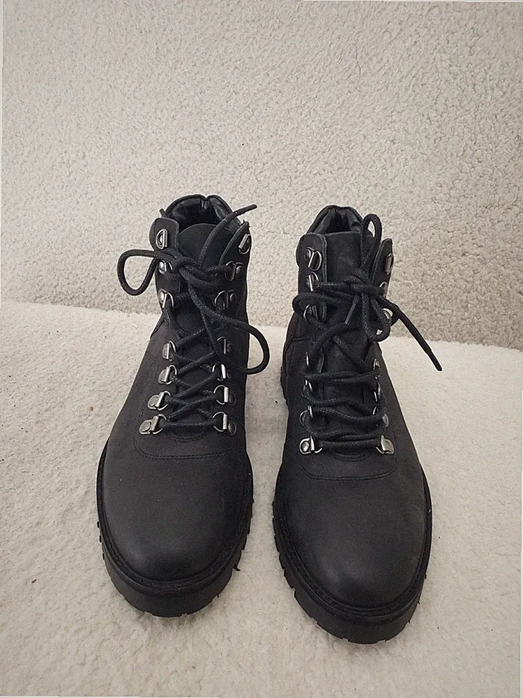 Silver Street London Boots Mens Size 8 Black Lace Up Hiking Workwear Leather