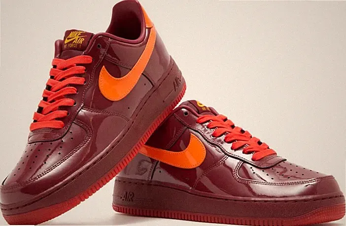 Size 11 - Nike Air Force 1 Low Patent Leather Dark Team Red