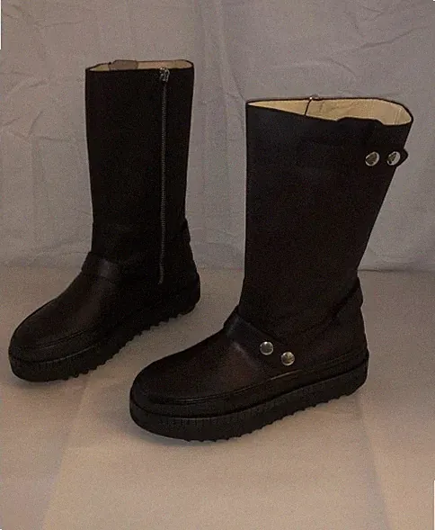 size: 8 Moschino MADE IN ITALY Black Leather Biker Hiking Riding PLATFORM Boots