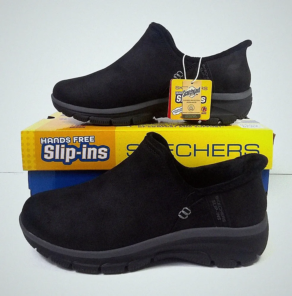 Skechers Easy Going Ankle Boots Womens Sz 7 WIDE Modern Hour Slip In Black