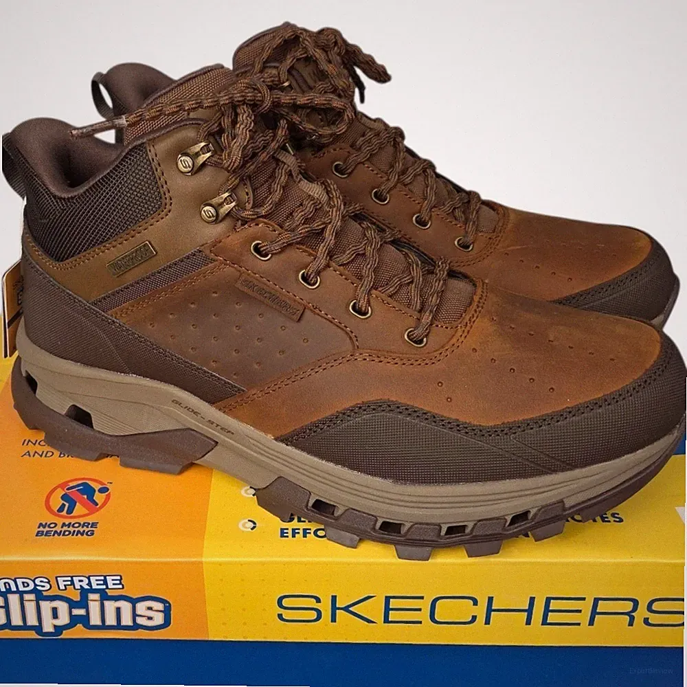 Skechers Slip In Hiking Boots Mens 11.5 Brown Waterproof Randell Brecken NEW
