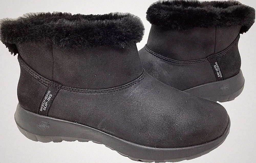 Skechers Women's Slip-Ins On The Go Joy Cozy Ankle Boots Black Size:6.5 176B