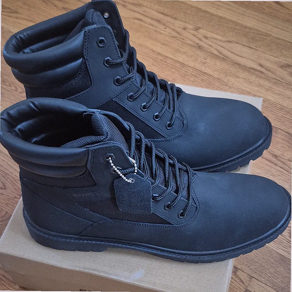 Smiths Hiker Boots Black Leather Lace Up Men's US 13 Ankle Solid Round Toe