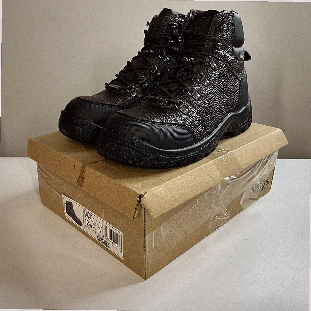 Smiths Workwear Boots Mens 12 Steel Toe Mid Height Trail Shoes Brown Leather