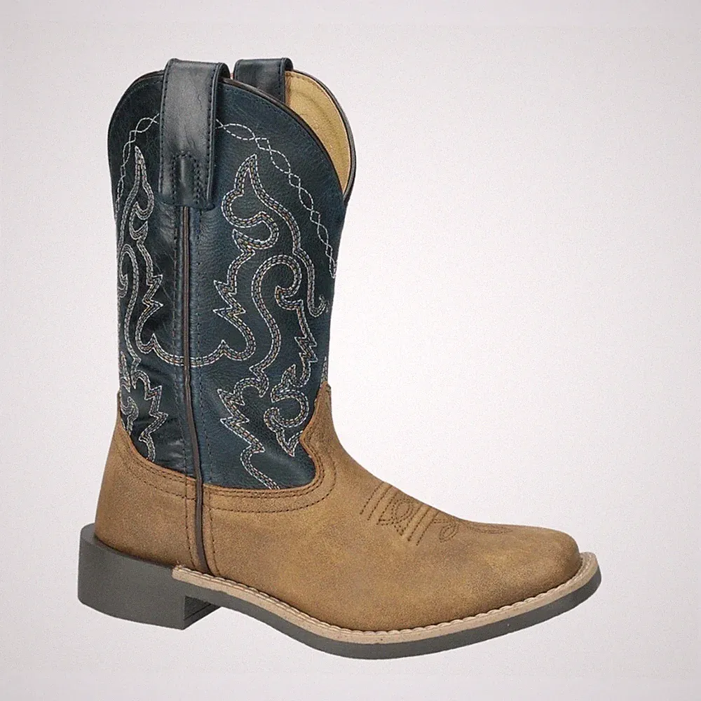 SMOKY MOUNTAIN Cowboy Boot Kids Western Square Toe Black Toddler Leather Boy 1