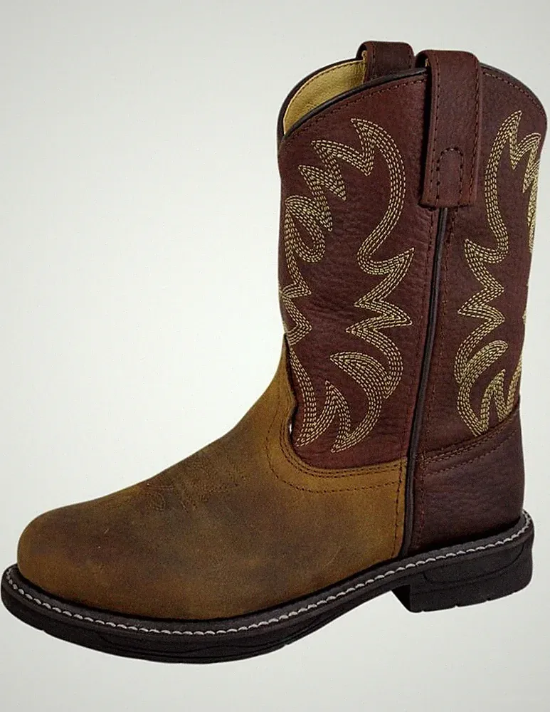 Smoky Mountain Work Boots Boys Buffalo Leather Brown Distress 2470Y