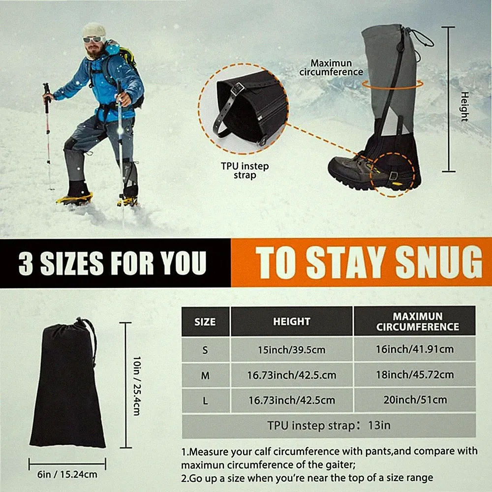 Snake Chaps Waterproof Gaiters Hiking Boots Men Women Leg Protection Tool