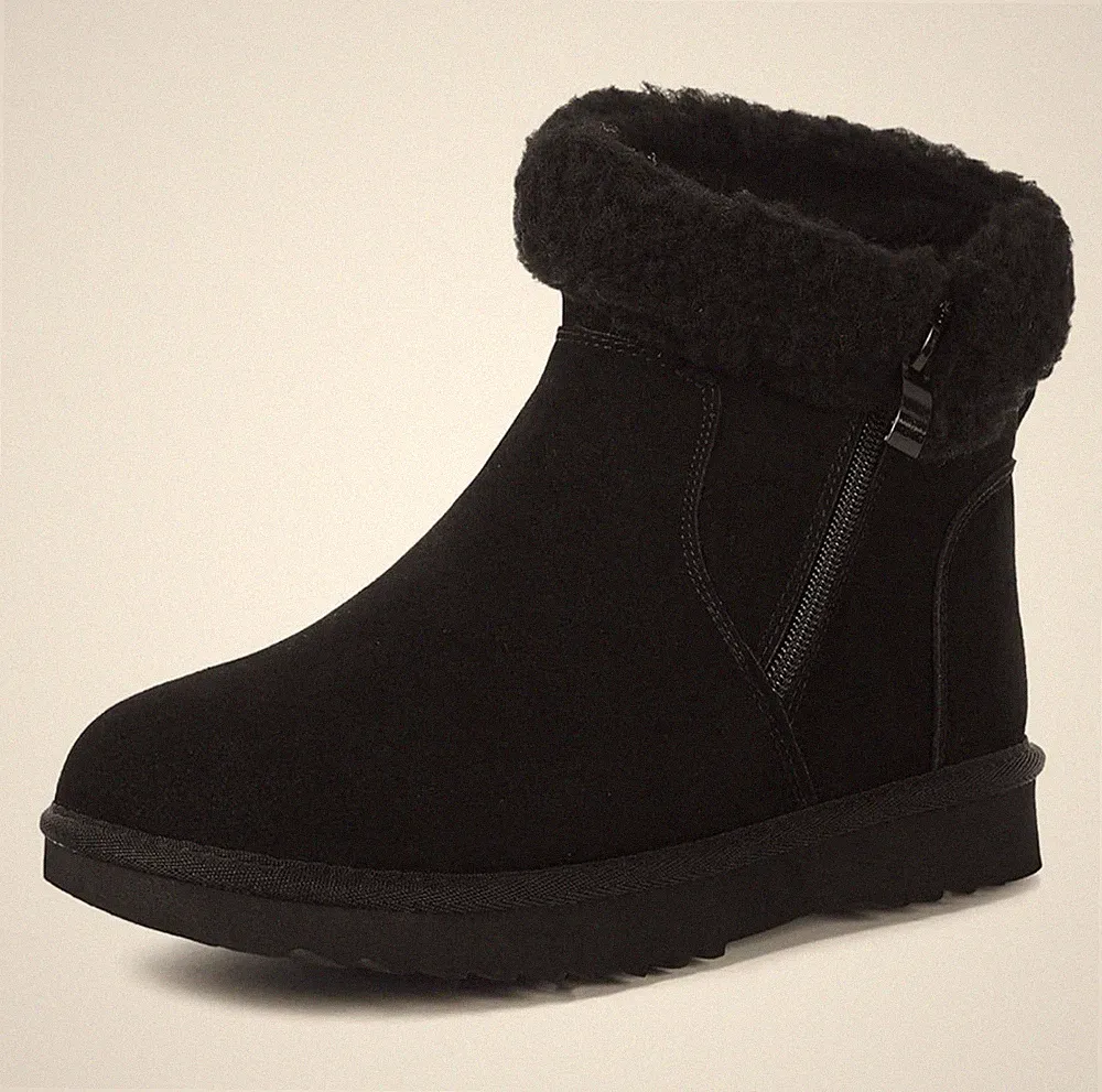 Snow Boots for Women Genuine Suede Leather Winter Boots Water Resistant Booties