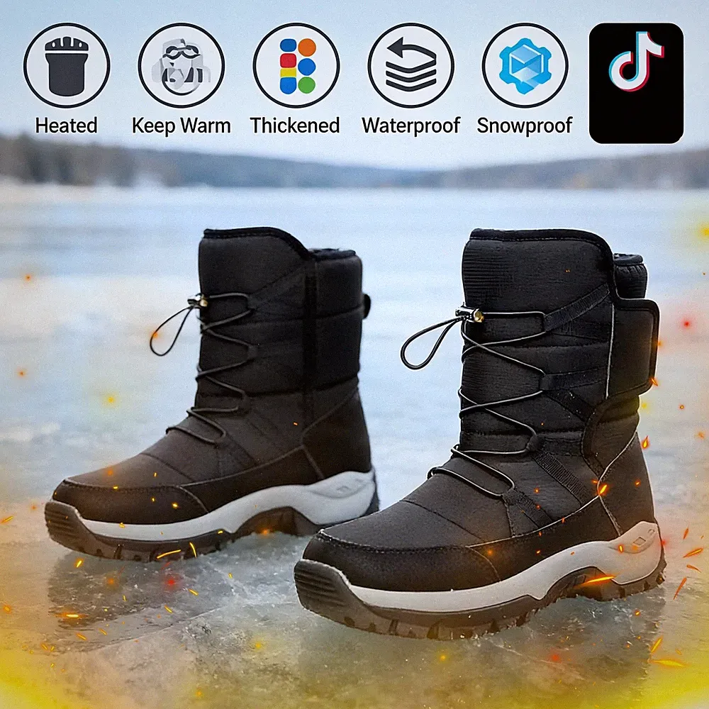 Snowproof Men's Winter Plush Warm Snow Boots - Mid-Calf Outdoor Casual Boots