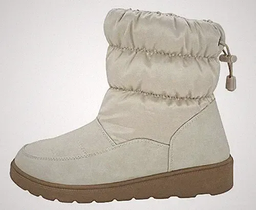 Soda Women Shoes Snow boots Waterproof Fur Lining Nylon Ankle Bootie Beige SNOW