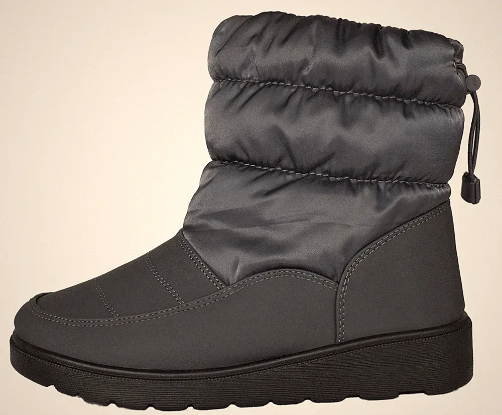 Soda Women Shoes Snow boots Waterproof Fur Lining Nylon Ankle Bootie Gray SNOW-S