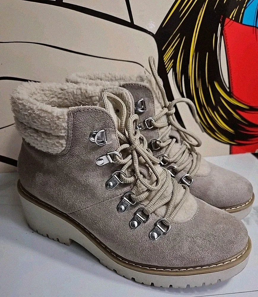 sonoma goods for life textile Crean Vegan Faux Suede Fur Hiker Boots 7.5M