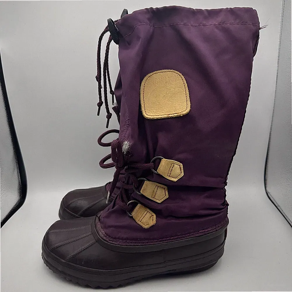 Sorel Felt Lined Snow Snowlion Hiking Boots Womens 6 Plum Purple Closed Toe