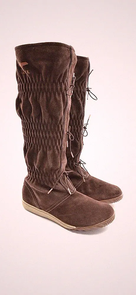 Sorel Firenzy Women Tall Wool Lined Winter Boots 8 Brown Suede Flats Shoes Snow