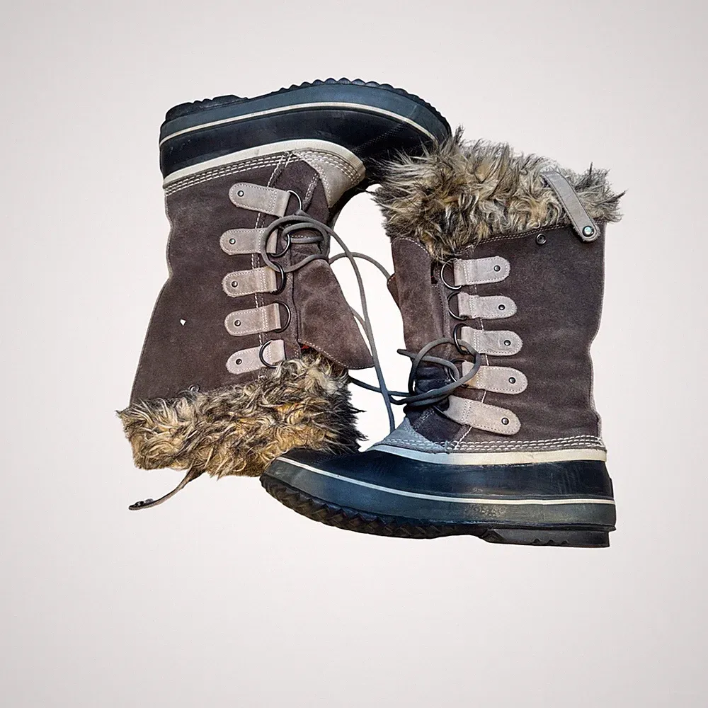 Sorel Joan of Arctic Women's Size 10 Brown Waterproof Snow Boots Faux Fur Lace