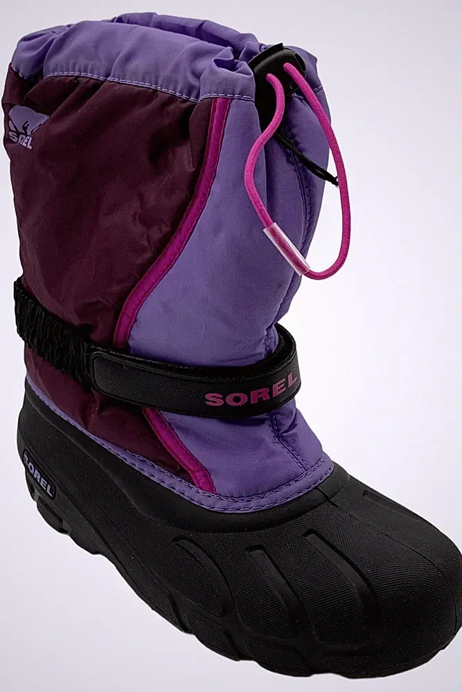 Sorel Kid's Girl Flurry Winter Snow Boots Purple Dahlia Paisley Purple