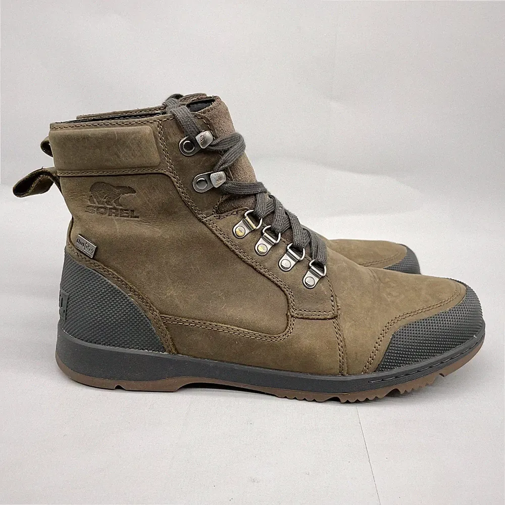 Sorel Mens 10 Ankeny WP Hiking Boots Brown Leather Rugged Outdoor Waterproof