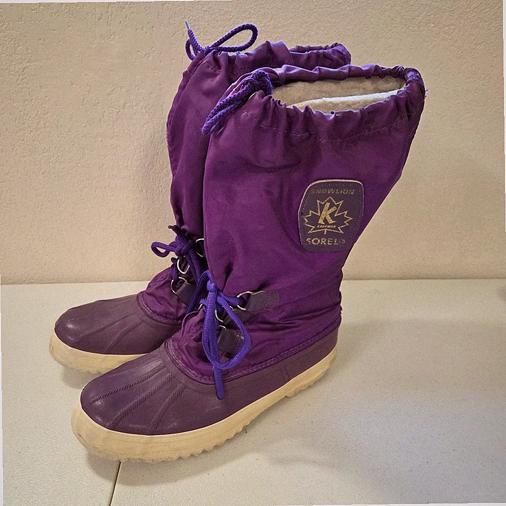 Sorel Snowlion Womens Purple Winter Snow Boots Insulated Waterproof Size 14.5