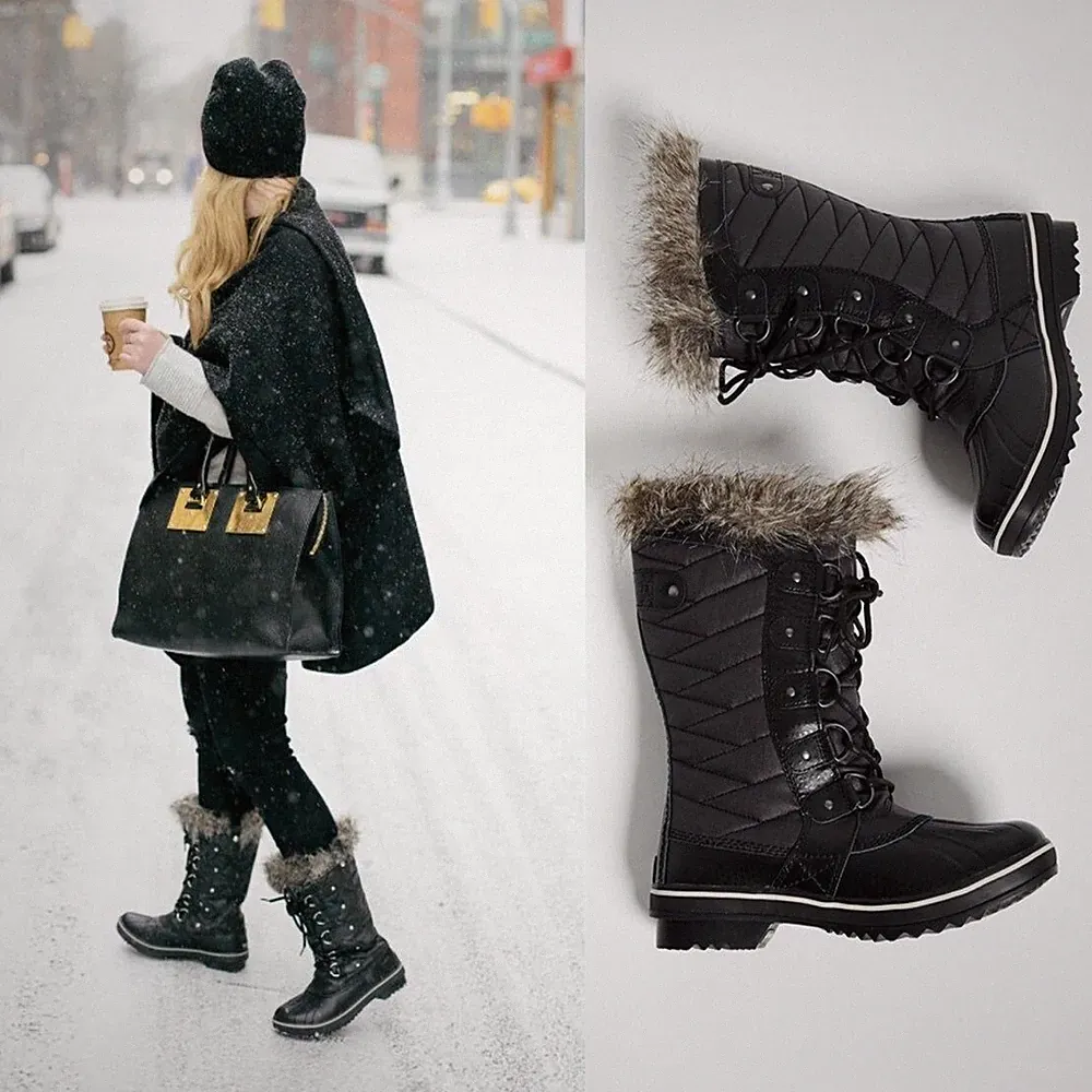 Sorel Tofino II Waterproof Impermeable Fur Tall Boot Black/Stone 1690441 NL2332
