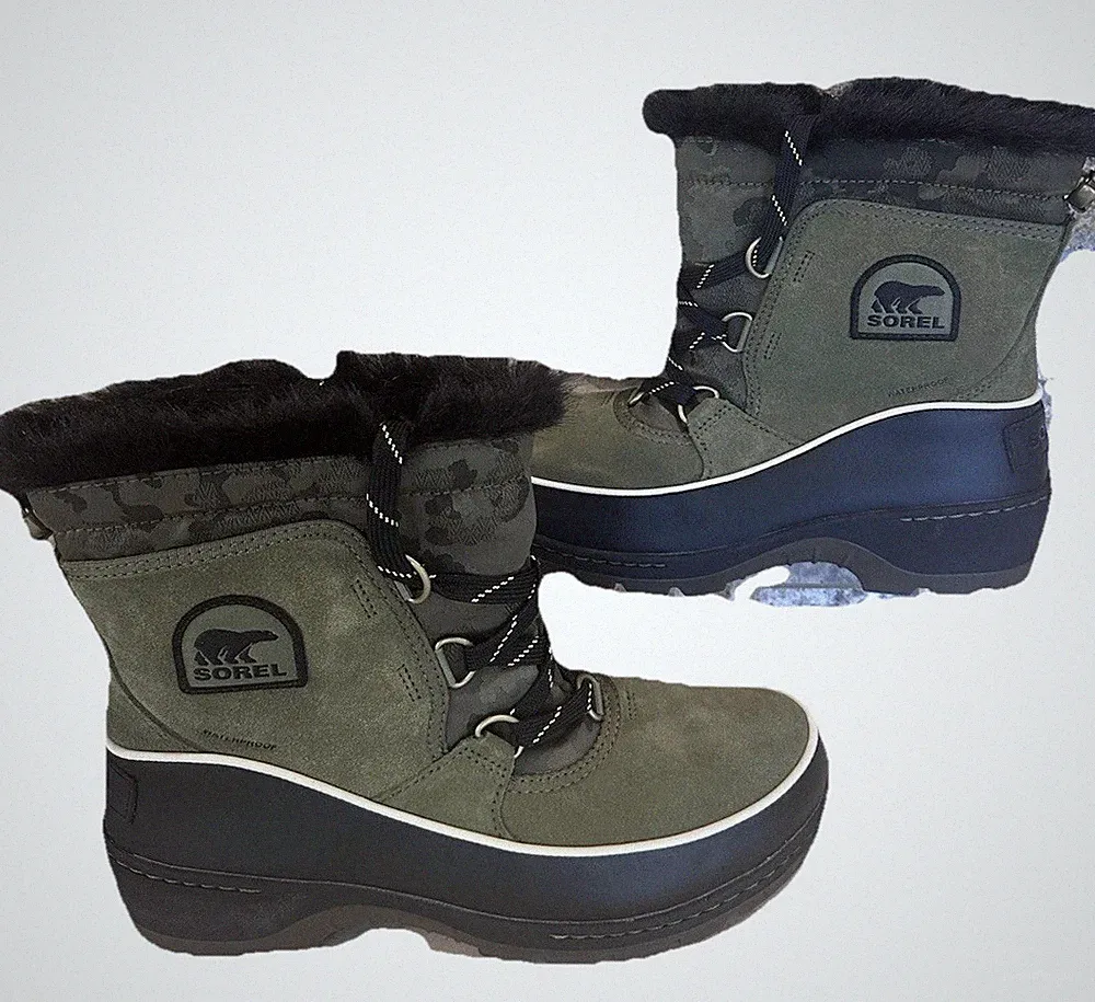 Sorel Women's Tivoli III Green Waterproof Faux Fur Lined Snow Boots Size 8.5 NWT