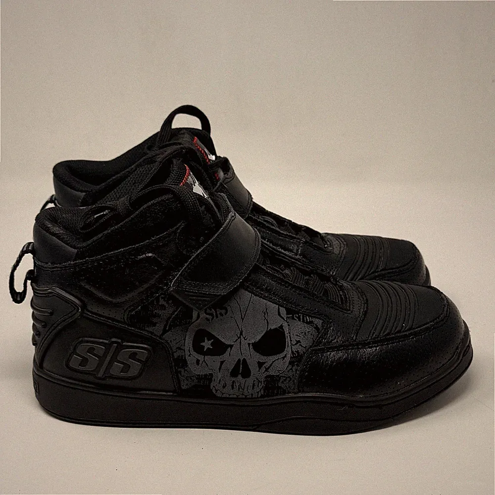 Speed And Strength Mercenary Motorcycle Boots Shoes Mens 9 Black Skulls Biker