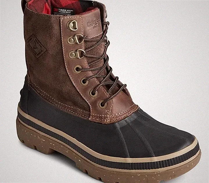 Sperry Mens Ice Bay Boot Winter Snow Boots Black/Tan Size 13 US