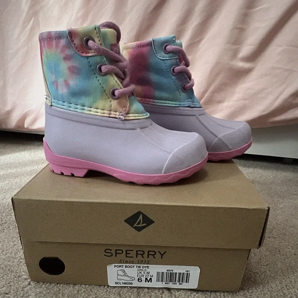 Sperry Port Boot Tie Dye Lace Up Girls / Toddler Pink Purple Multicolor Size 6M