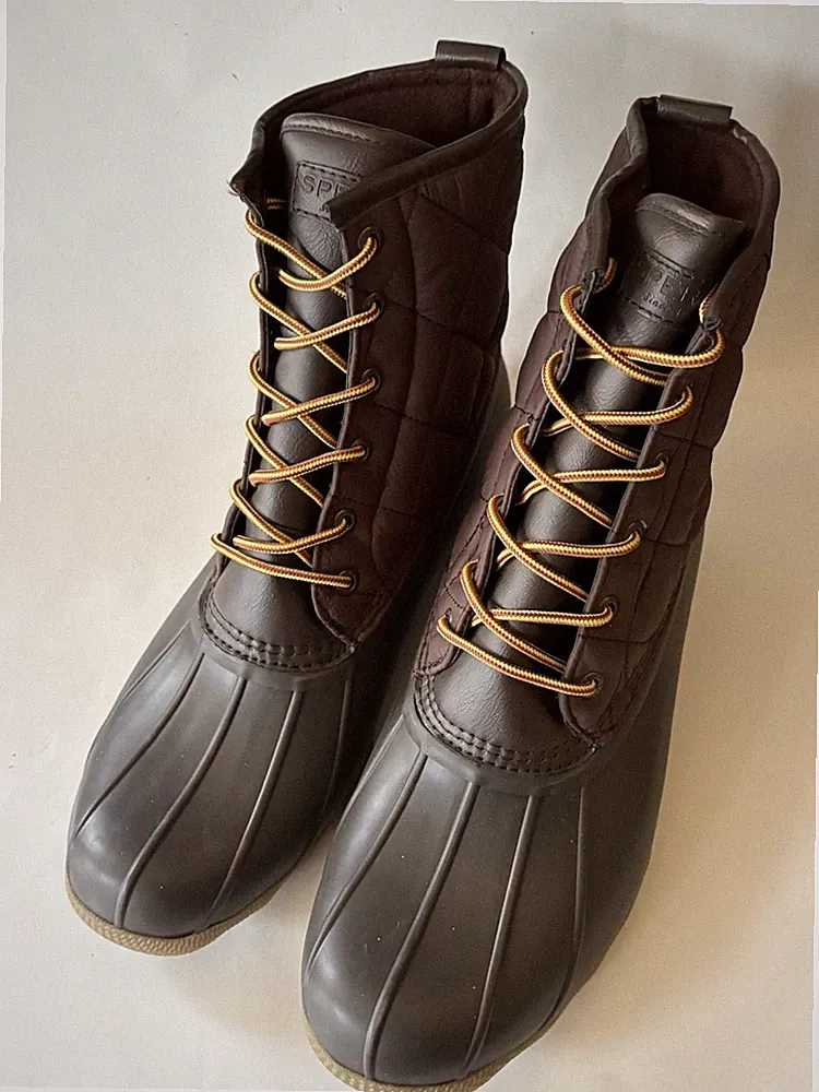 Sperry Snow Boots STS24866 Brown Waterpoof Rubber Soles Topsider Lace Up NWOB 12