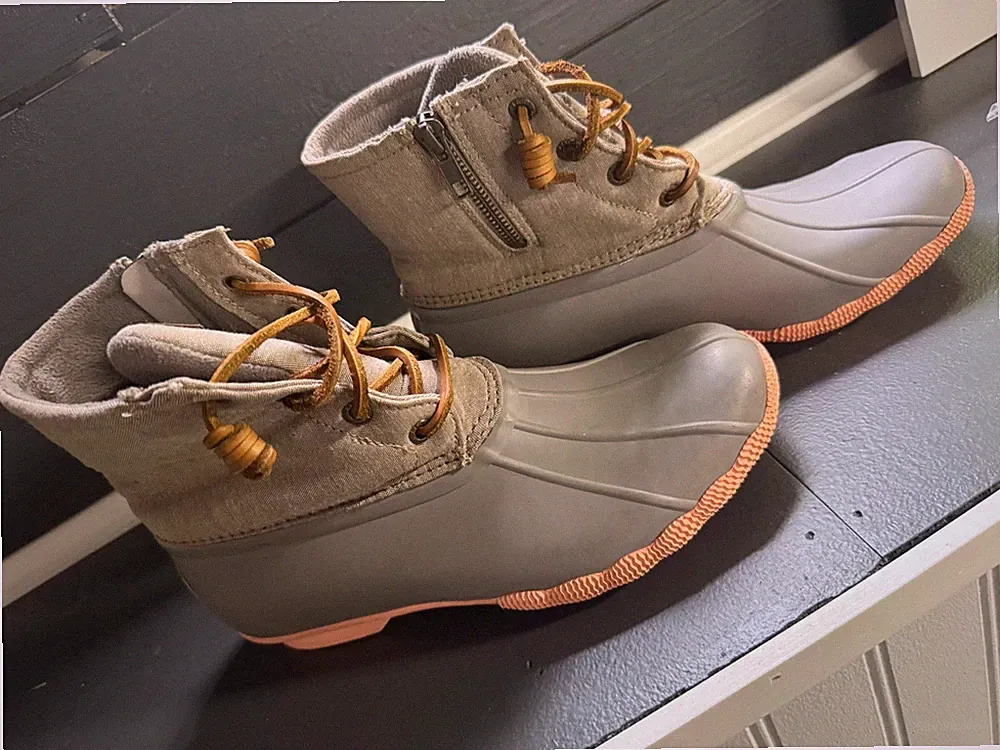 Sperry Syren Gulf Duck Rain Boots Ankle Zip Gray Waterproof Womens Size 7.5