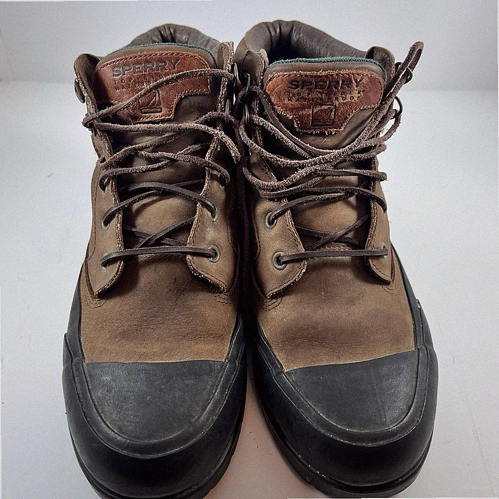 Sperry Top Siders Rubber tipped Brown Leather Hiking Boots Men's 8 Winter Rare