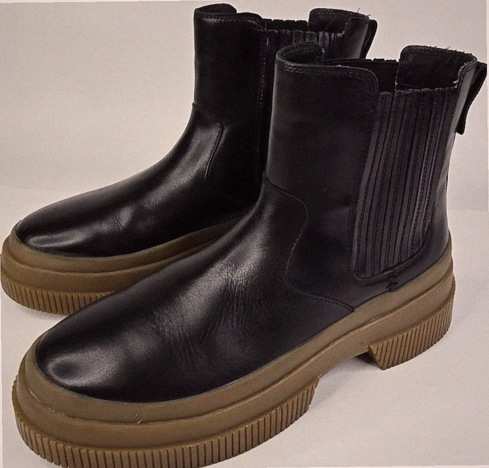Sperry Women's 9.5 Highland Chelsea Waterproof Rain Boots Platform Black