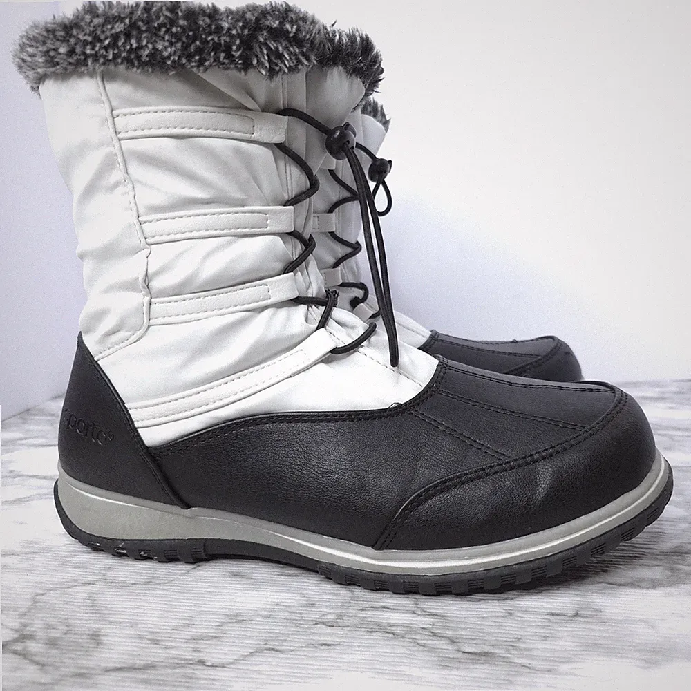 SPORTO Adele VEGAN Waterproof Insulated Snow Boots Sz 9 Bungee Laces Gorpcore