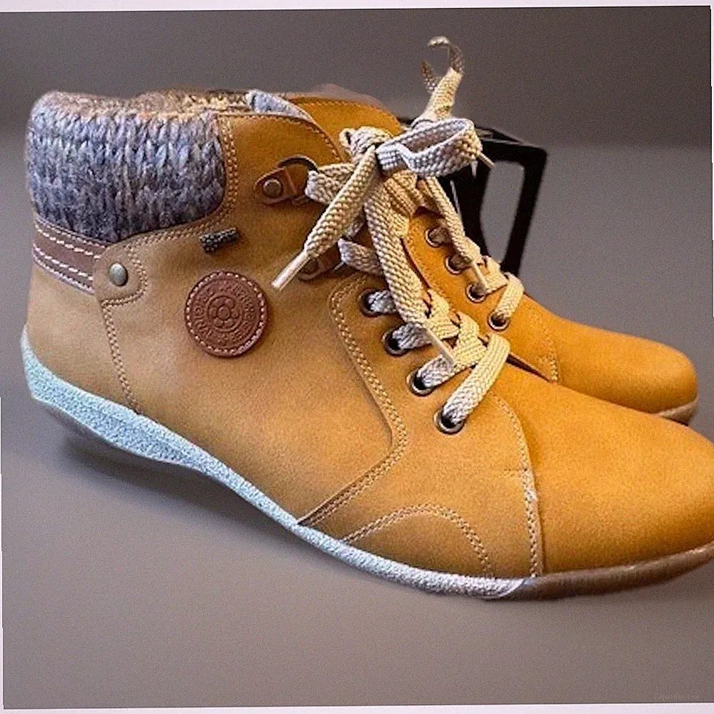 Spring Step Clifton Ankle Boots Knit Collar Tan Woman's Sz 42 or 10.5-11 Comfort