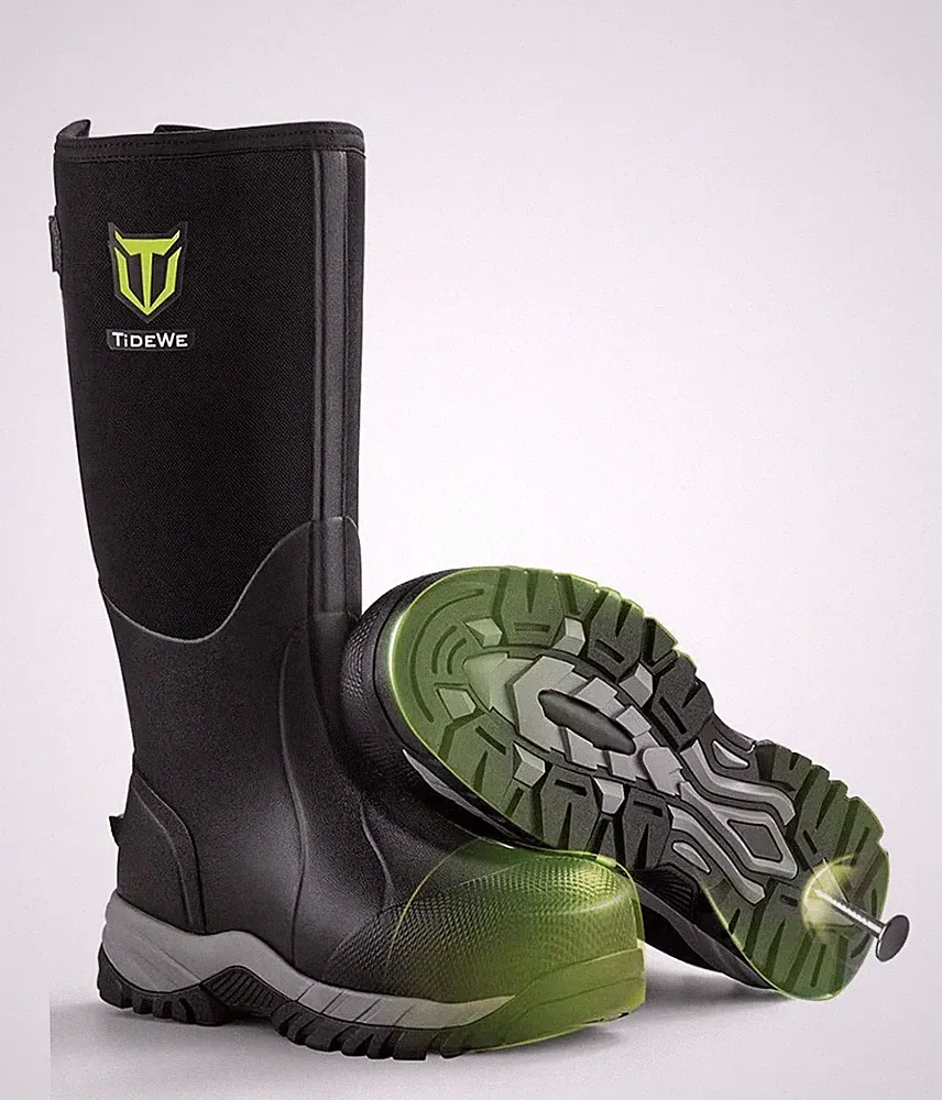 🔥Steel Toe Men’s Rubber Work Boots Waterproof Anti Slip 6mm Neoprene Sz 10 NIB