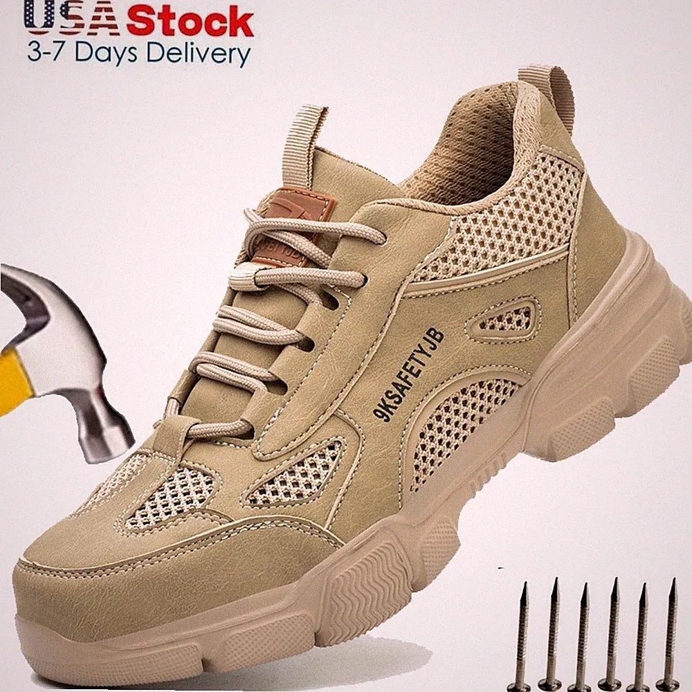 Steel Toe Safety Work Shoes for Outdoor Men's Construction Shoes Hiking Sneakers