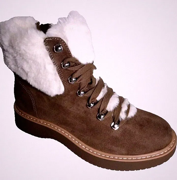 STEVE MADDEN NYC Size 9 Brown White Lace up / Zipper Winter Hiking Boots NEW