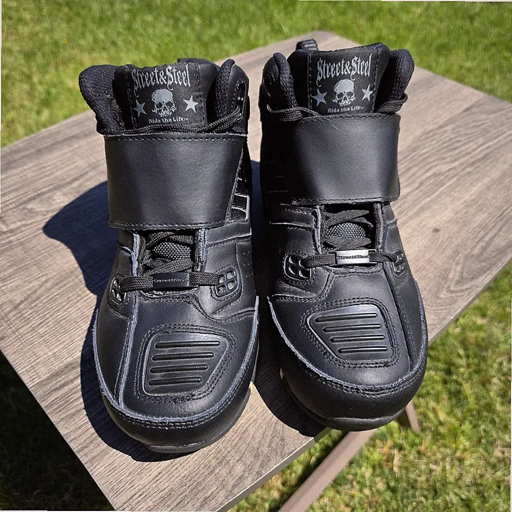 Street & Steel Motorcycle Riding Boots Black Reinforced Leather Men’s Size 9