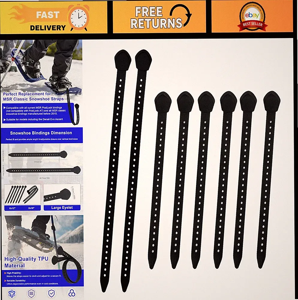 Sturdy Snowshoe Bindings Replacement Kit - Compatible Straps for MSR Denali Evo